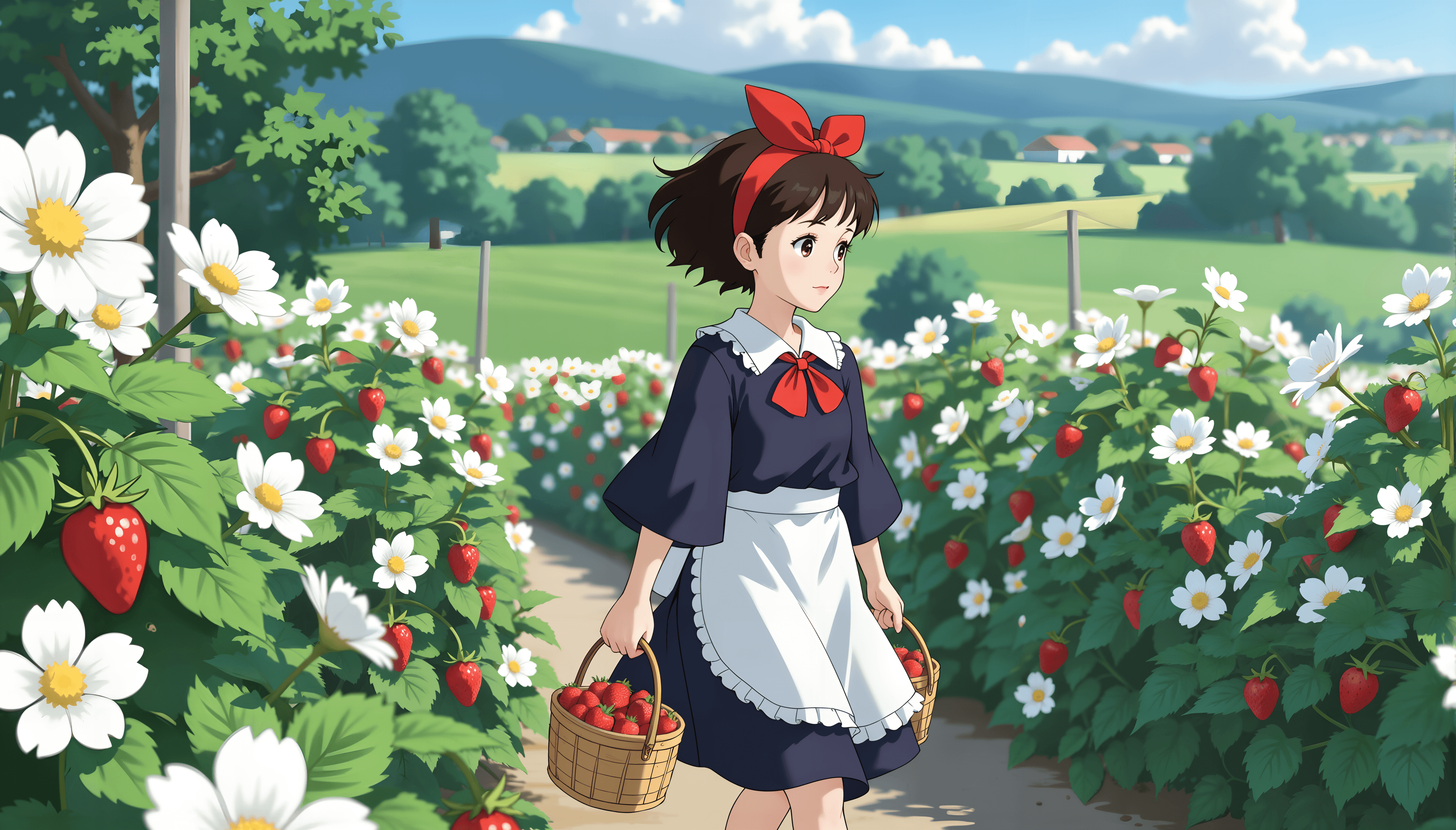 Spring flowers red field wallpaper