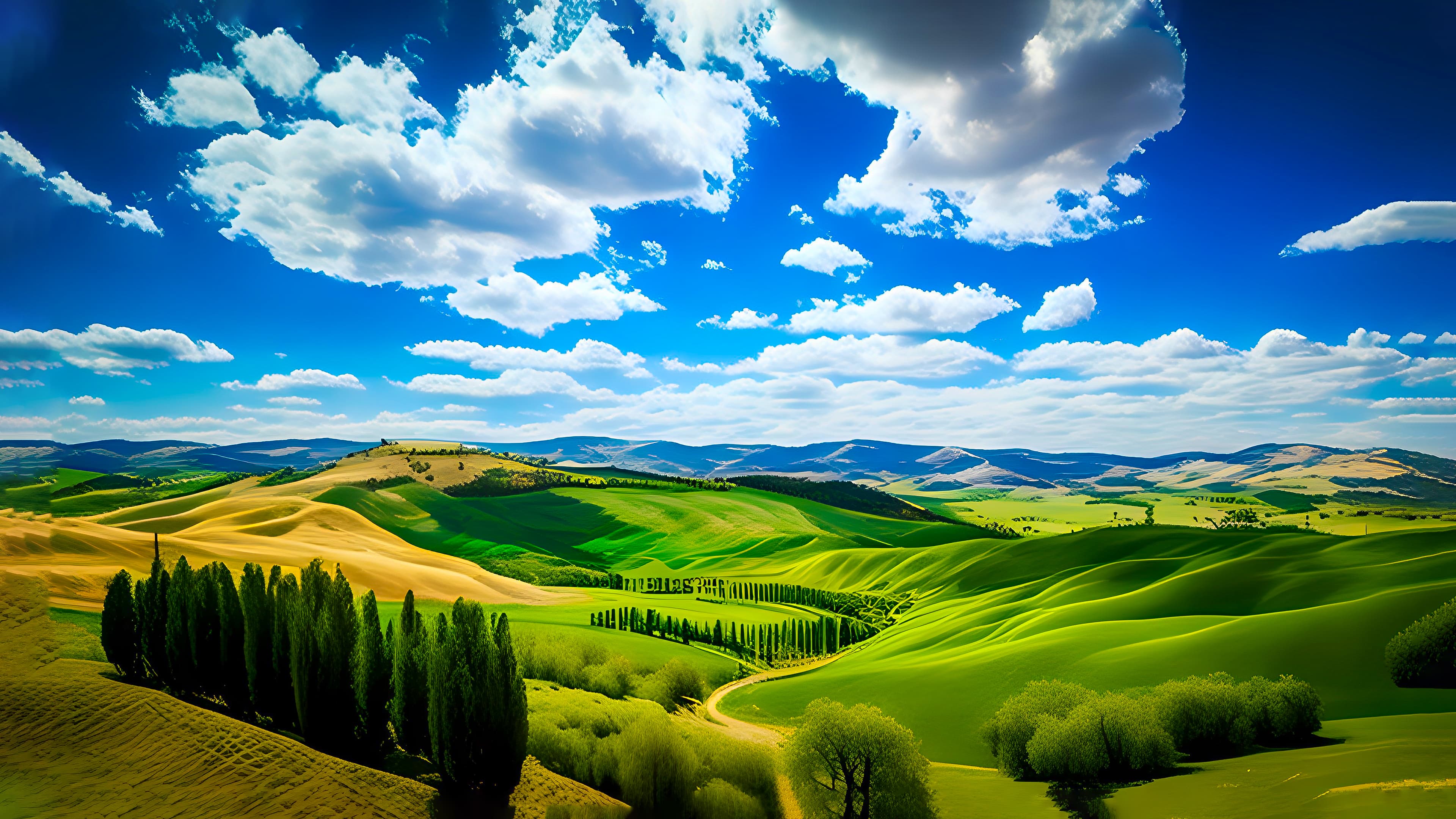 Green prairie nature landscape wallpaper