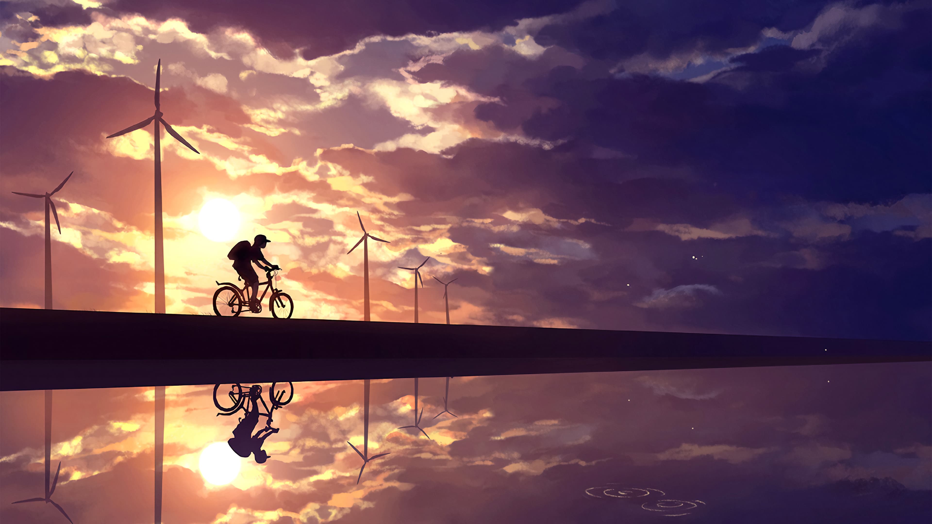 4K sunset sky anime desktop wallpaper