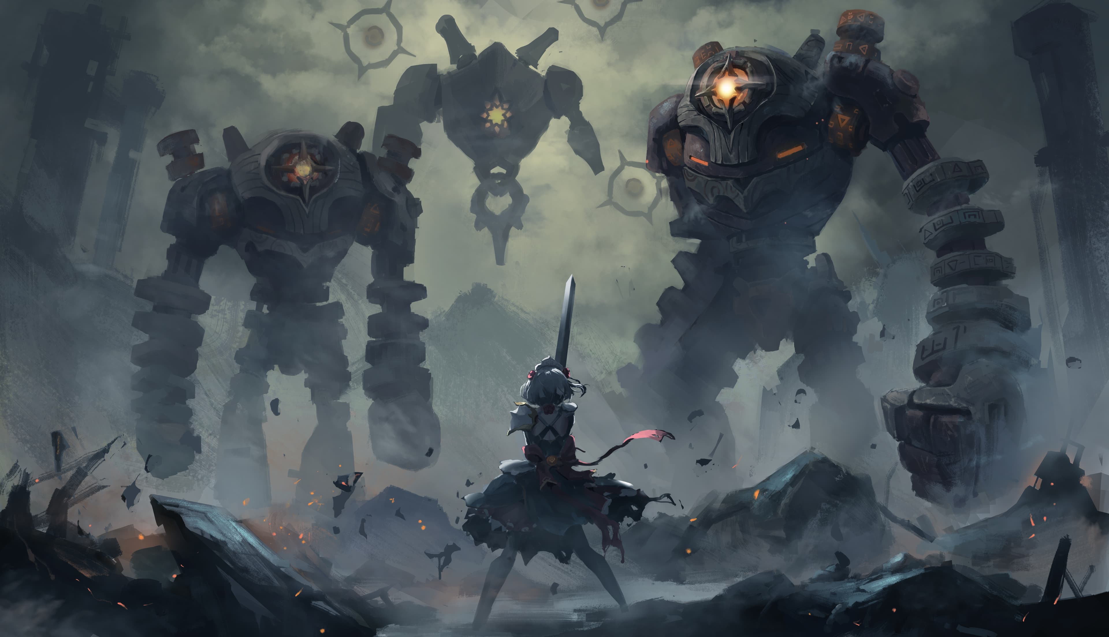 Wallpaper of Arknights and NieR: Automata