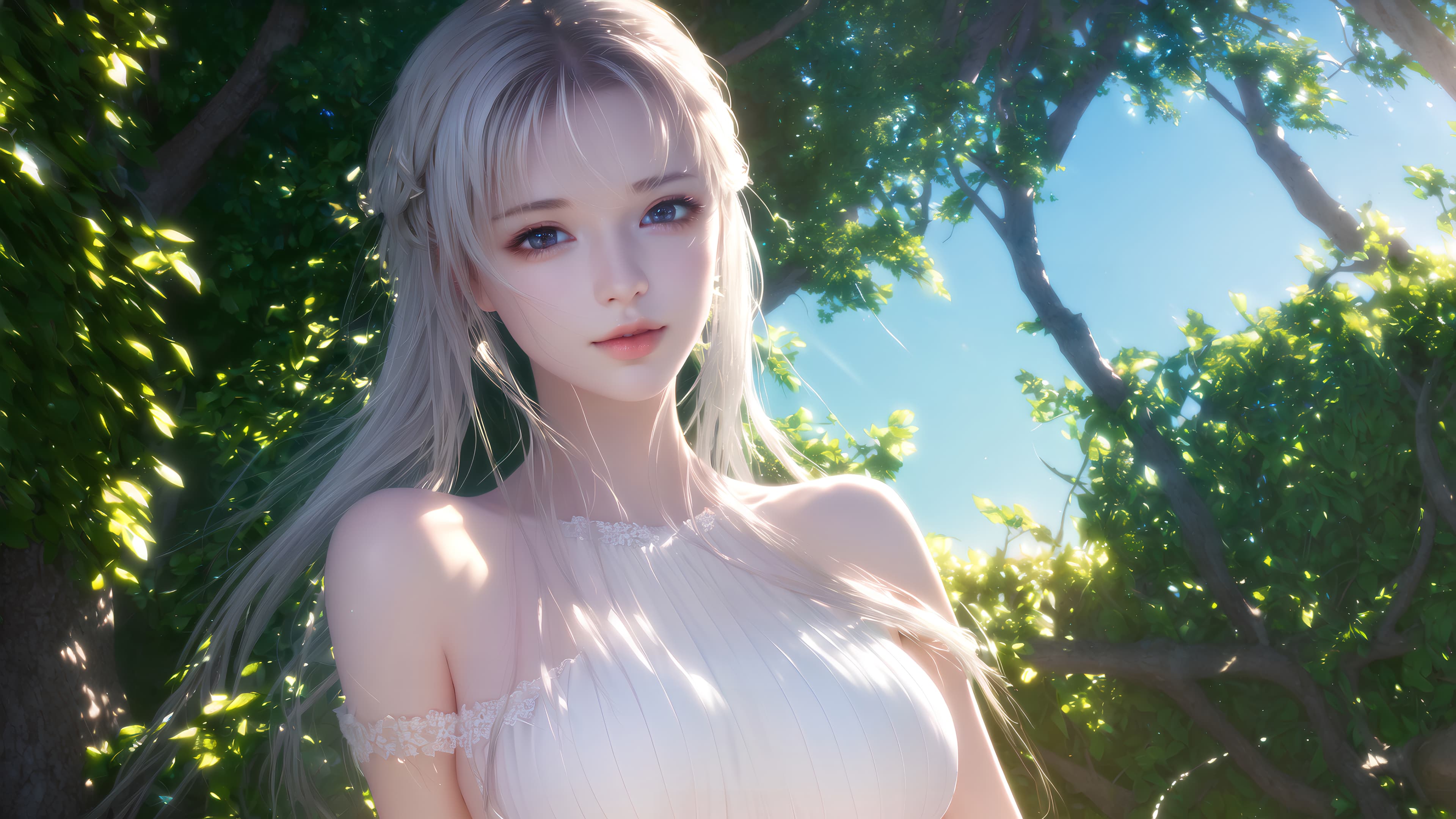 Aurora anime girl 4K wallpaper scene
