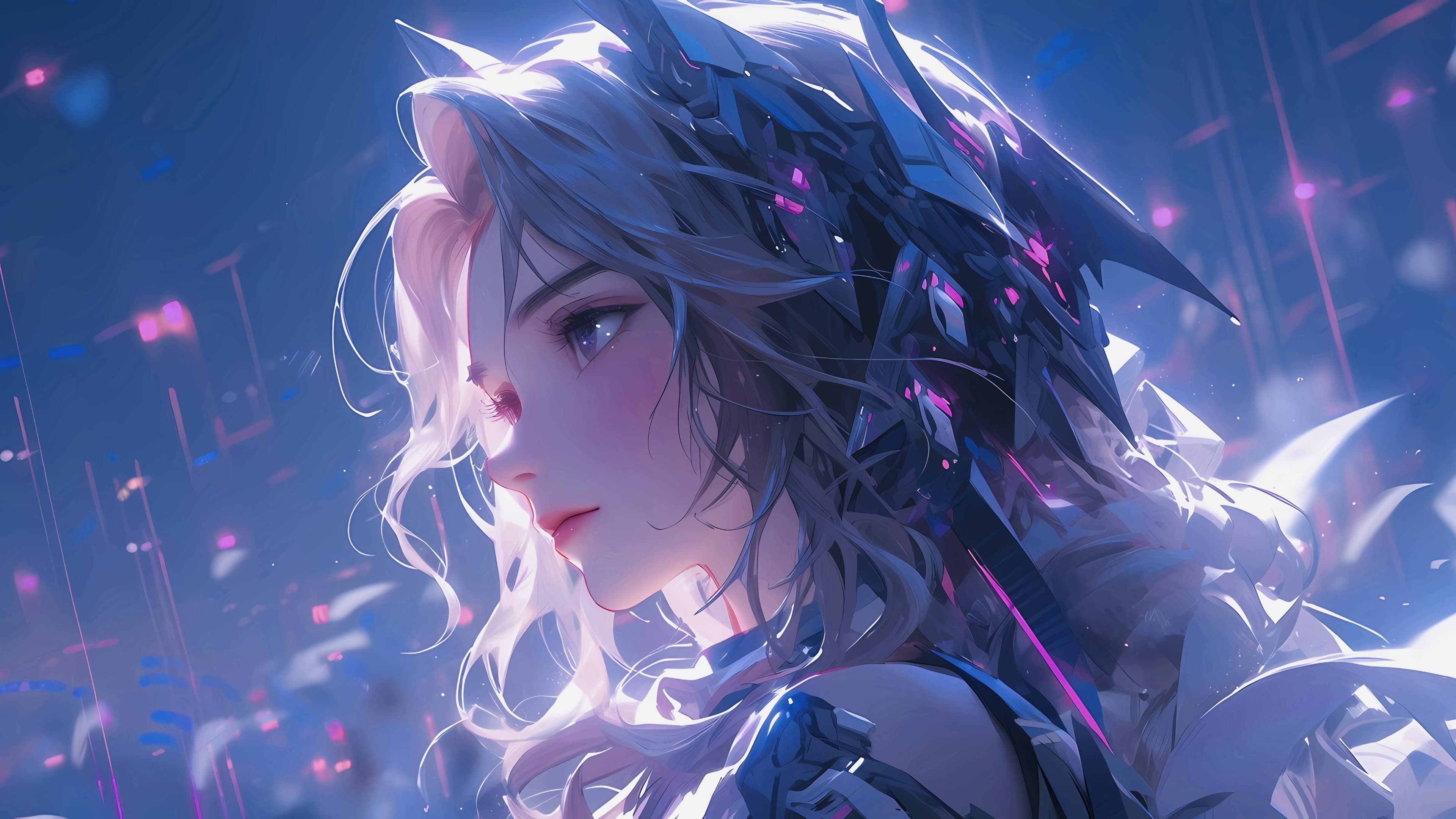 Aurora ocean character 4K wallpaper