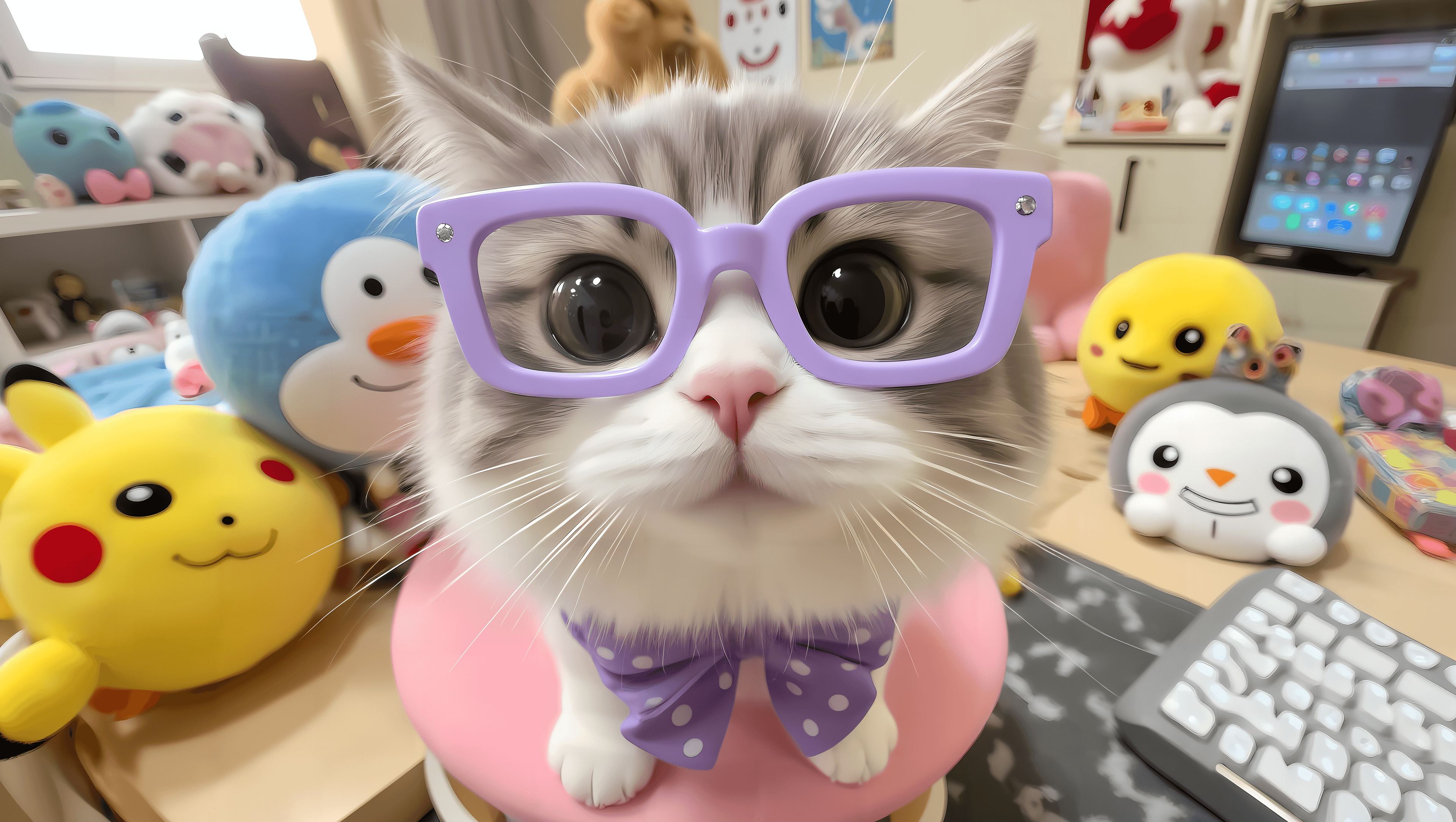 Cute cat 4K wallpaper for desktop