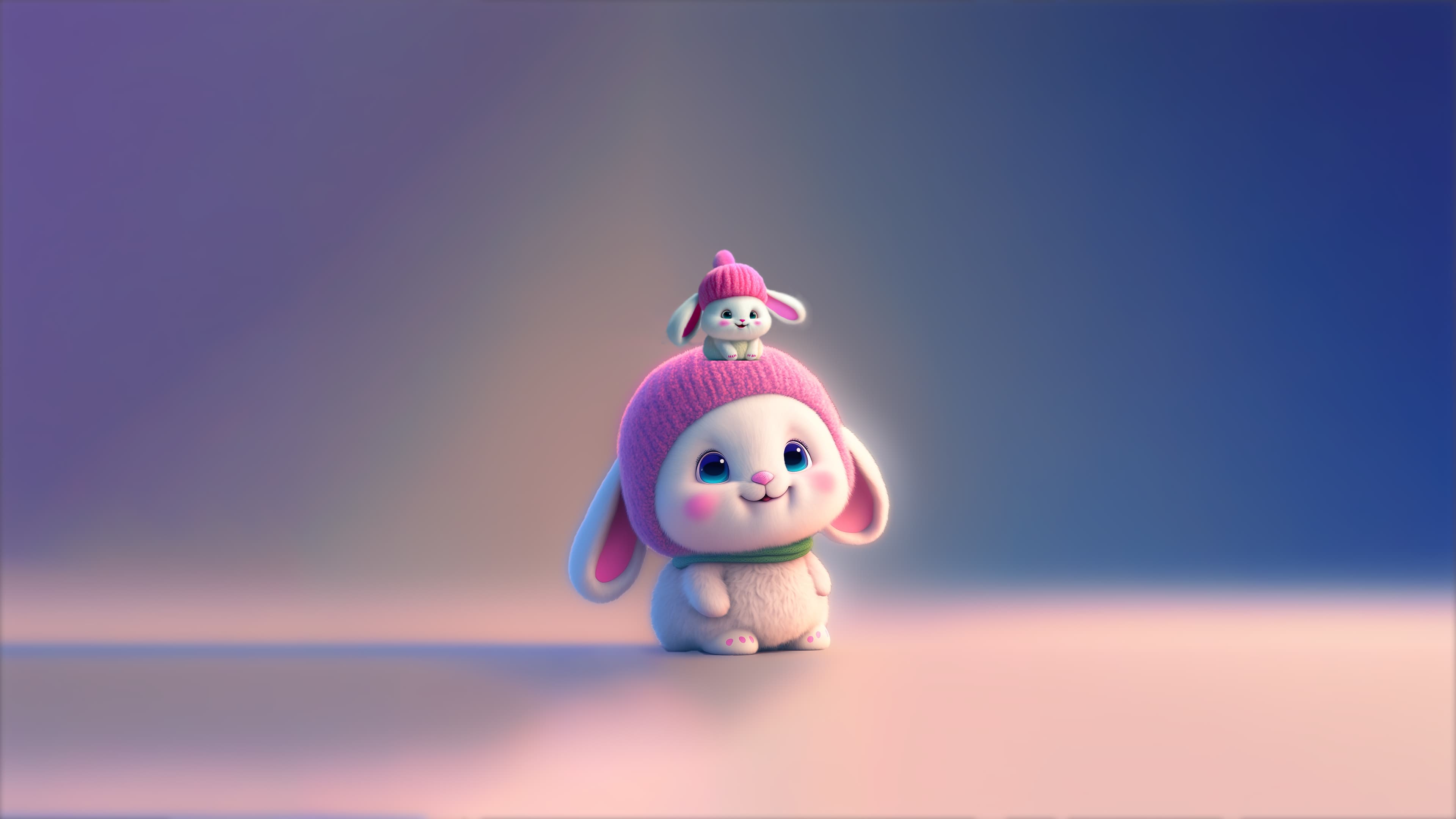 Cute snow scene 3D render wallpaper