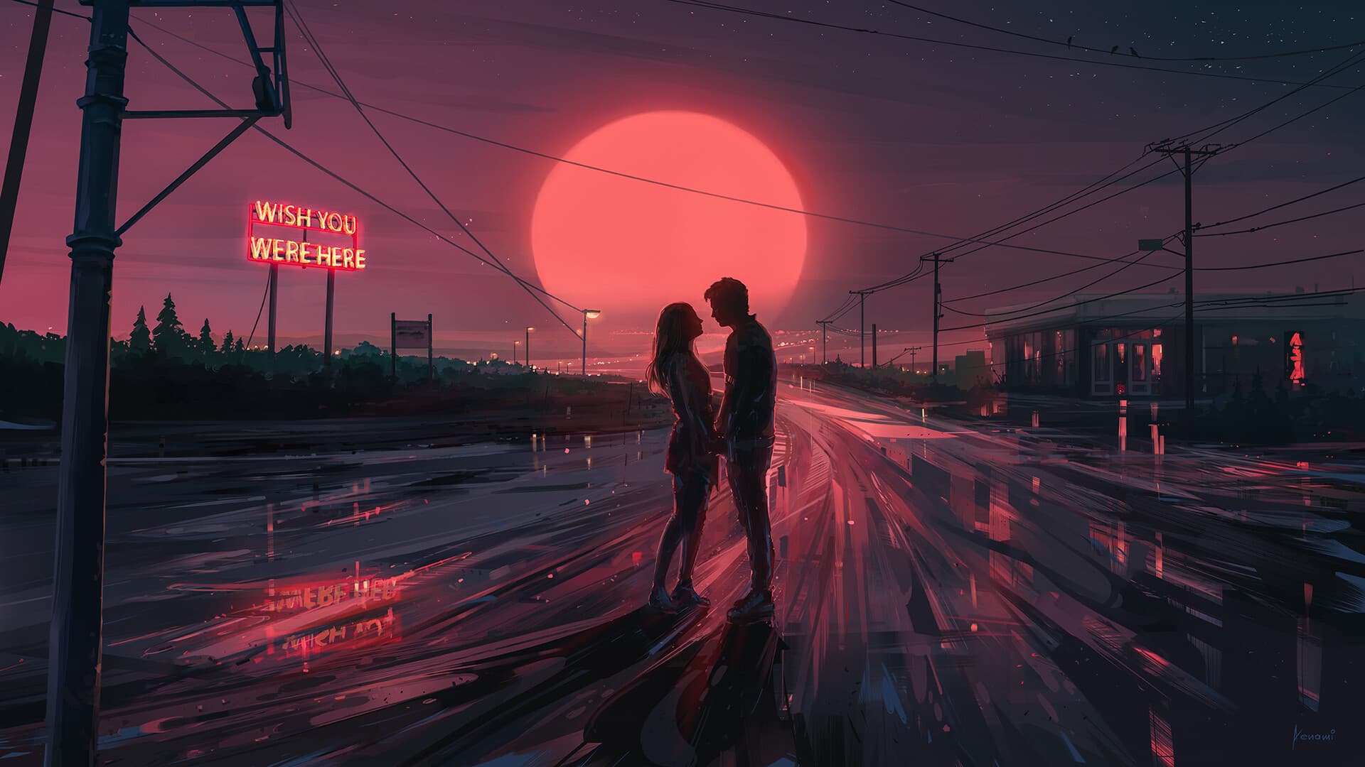Cyberpunk sunset dusk wallpaper