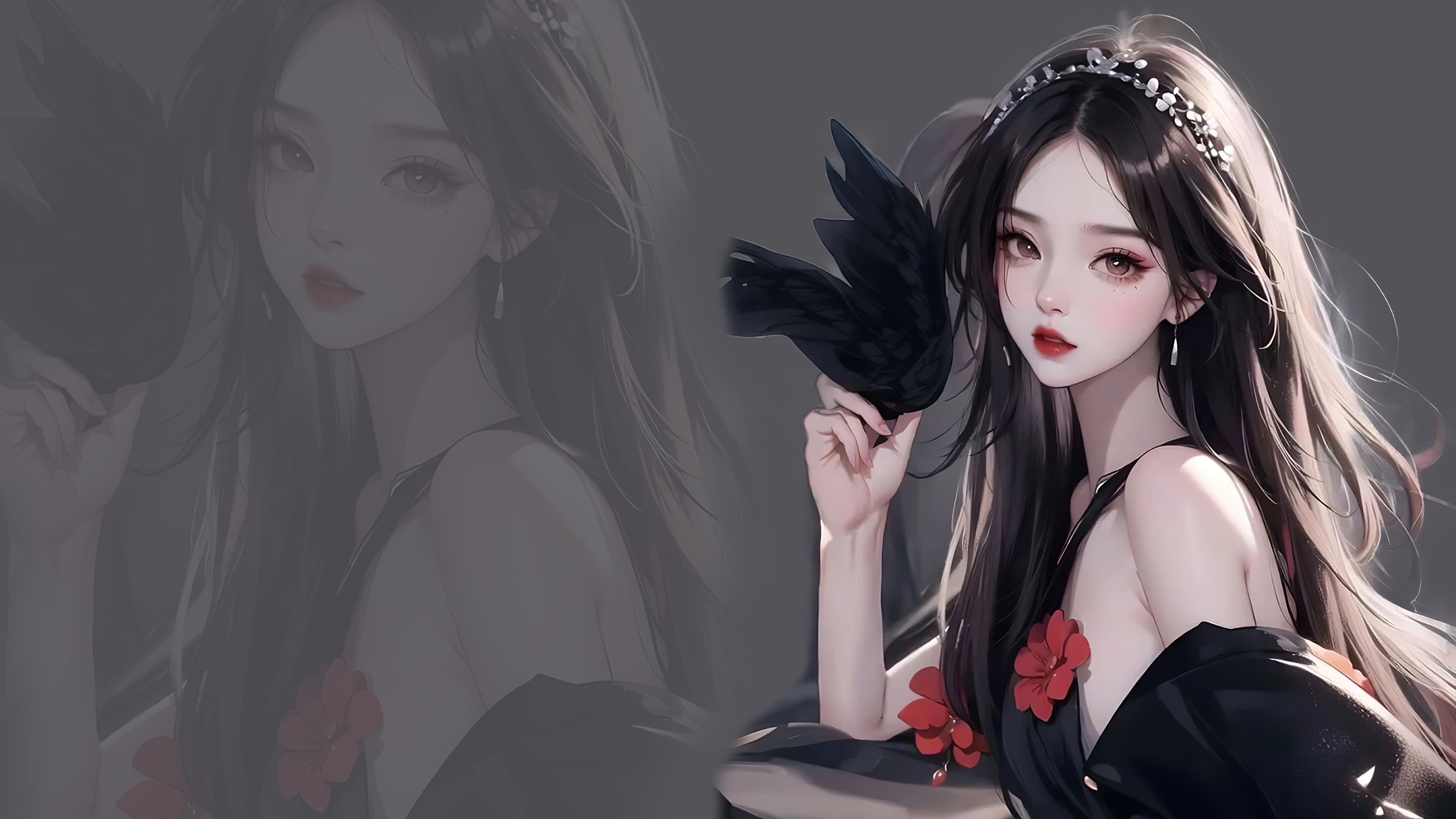 Dark gothic anime girl HD wallpaper