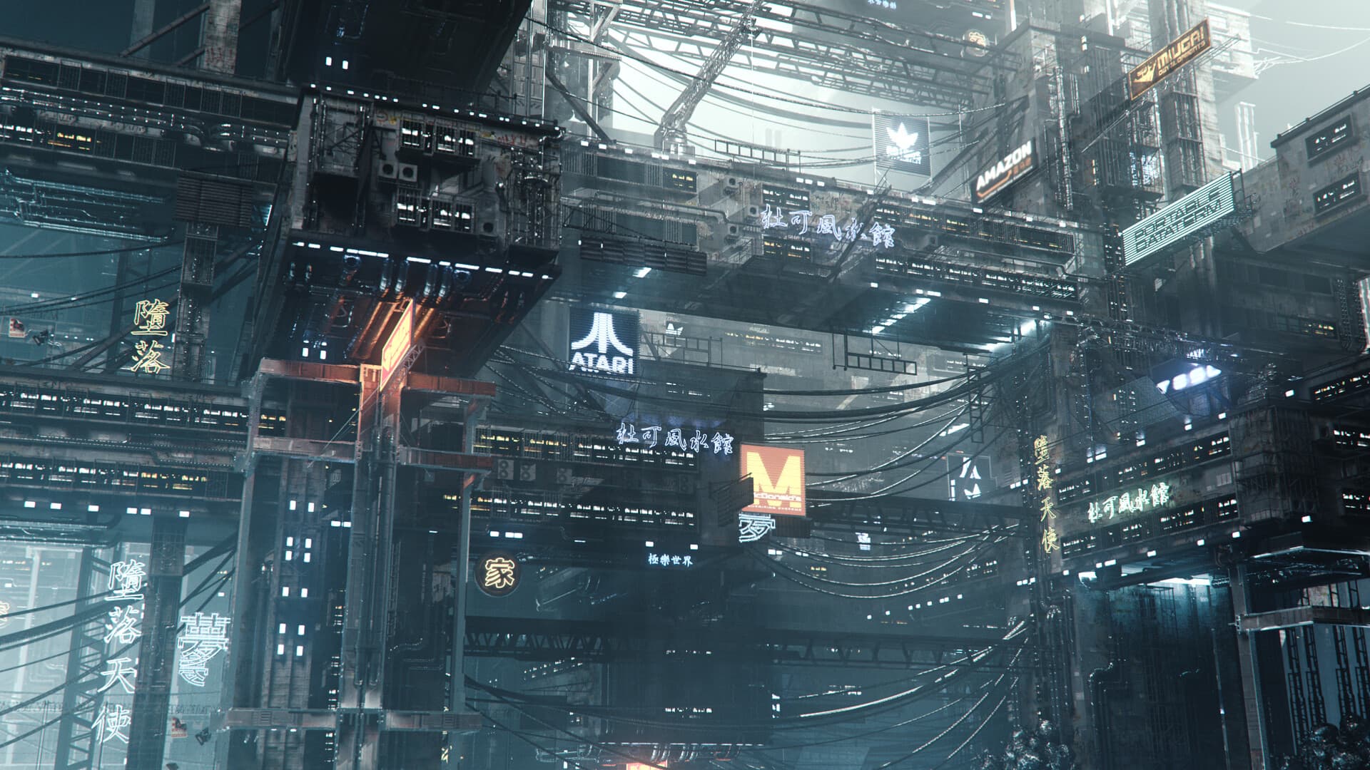 Futuristic cyberpunk city wallpaper in HD quality