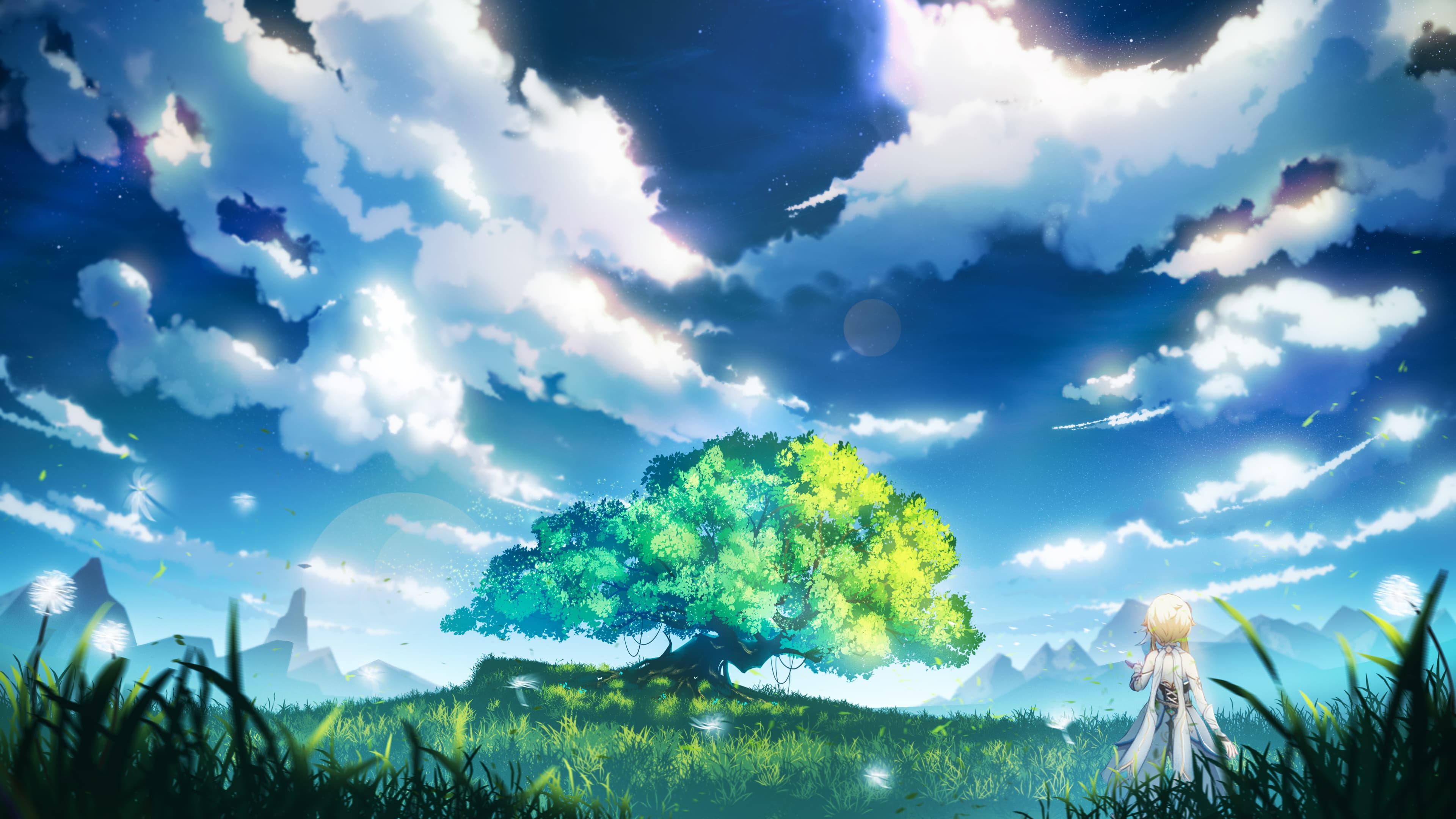 Makoto Shinkai style prairie wallpaper in 4K UHD