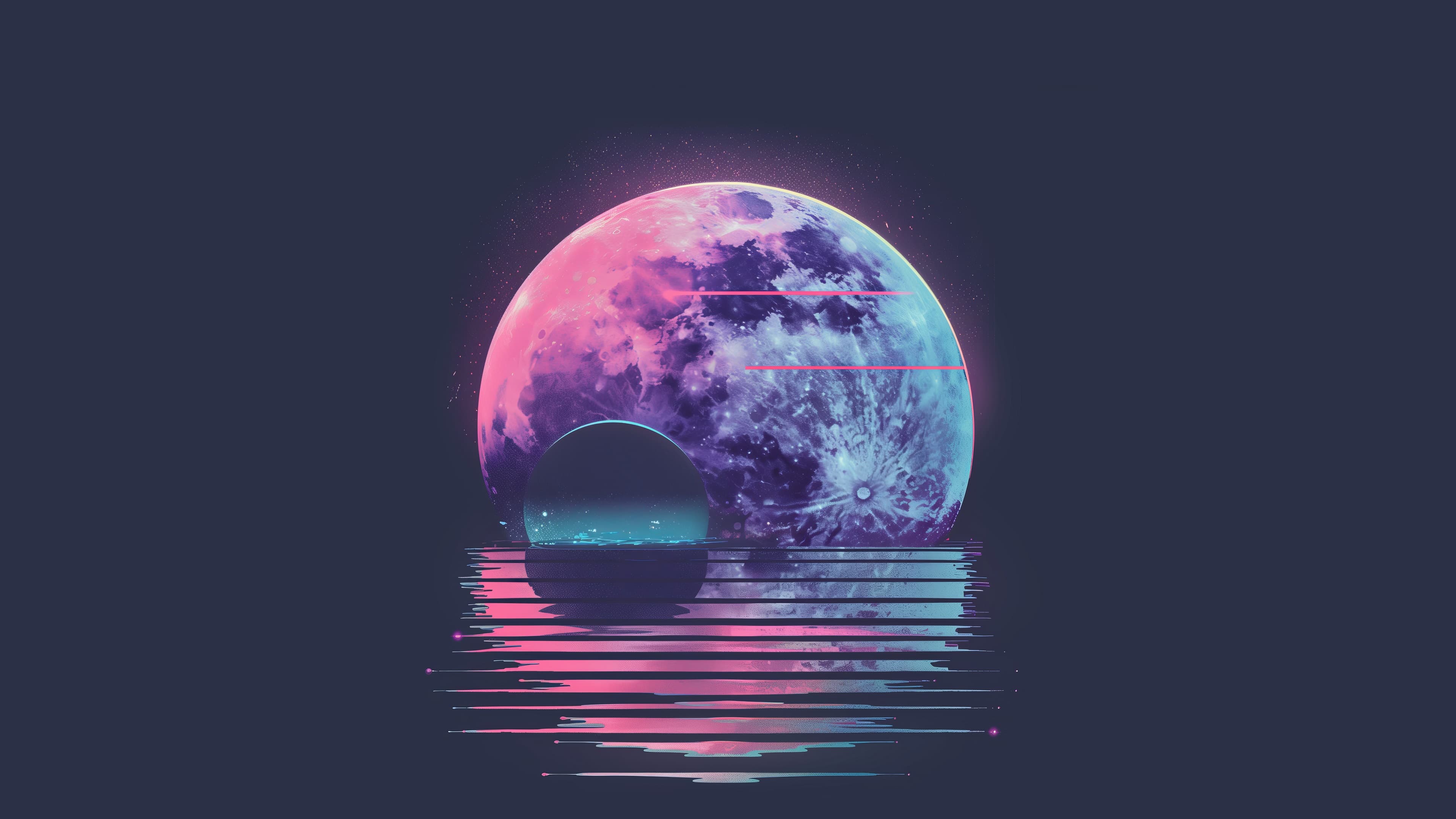 Moon and galaxy space vaporwave wallpaper