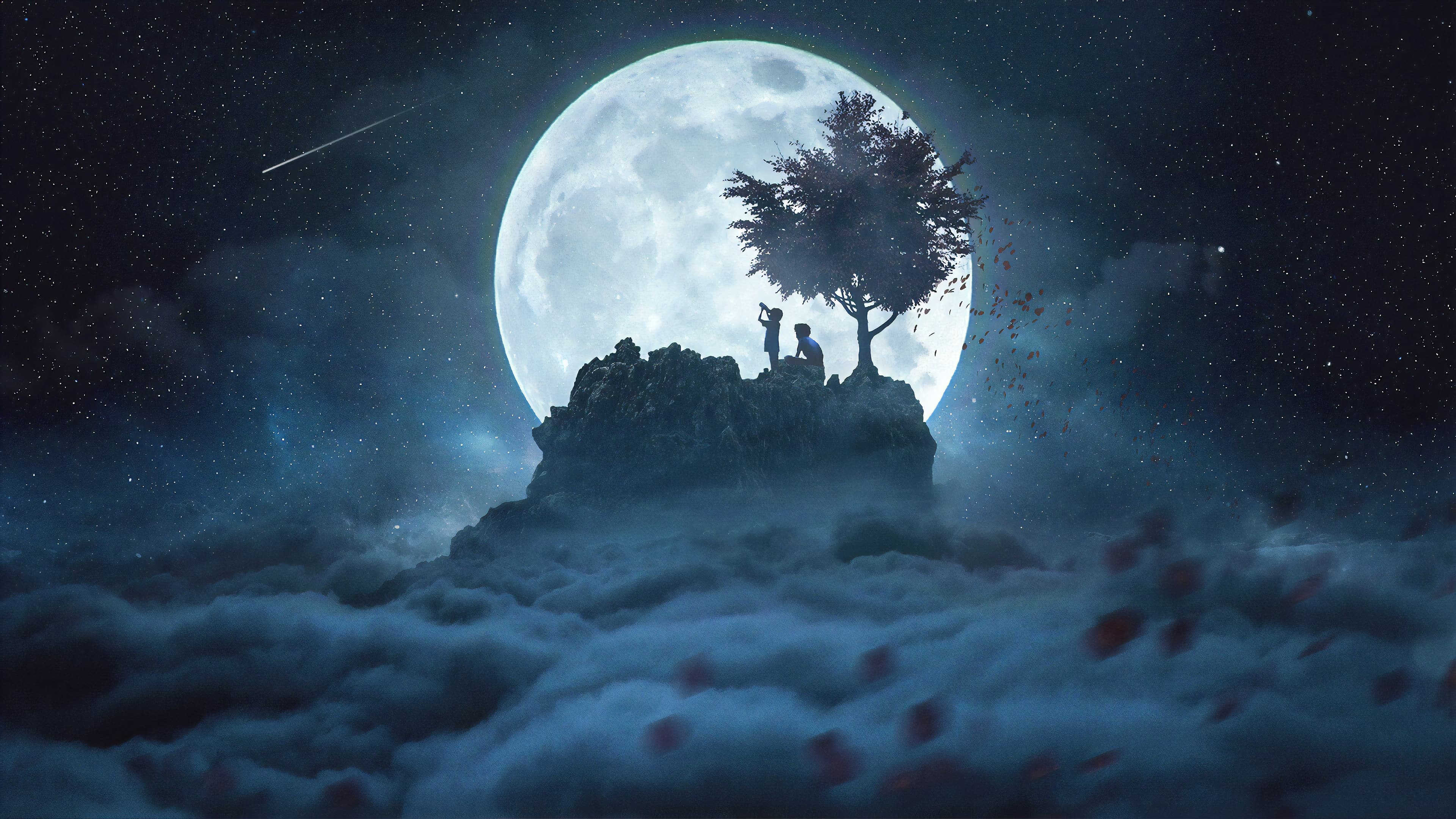 3840x2160 moonlit landscape wallpaper