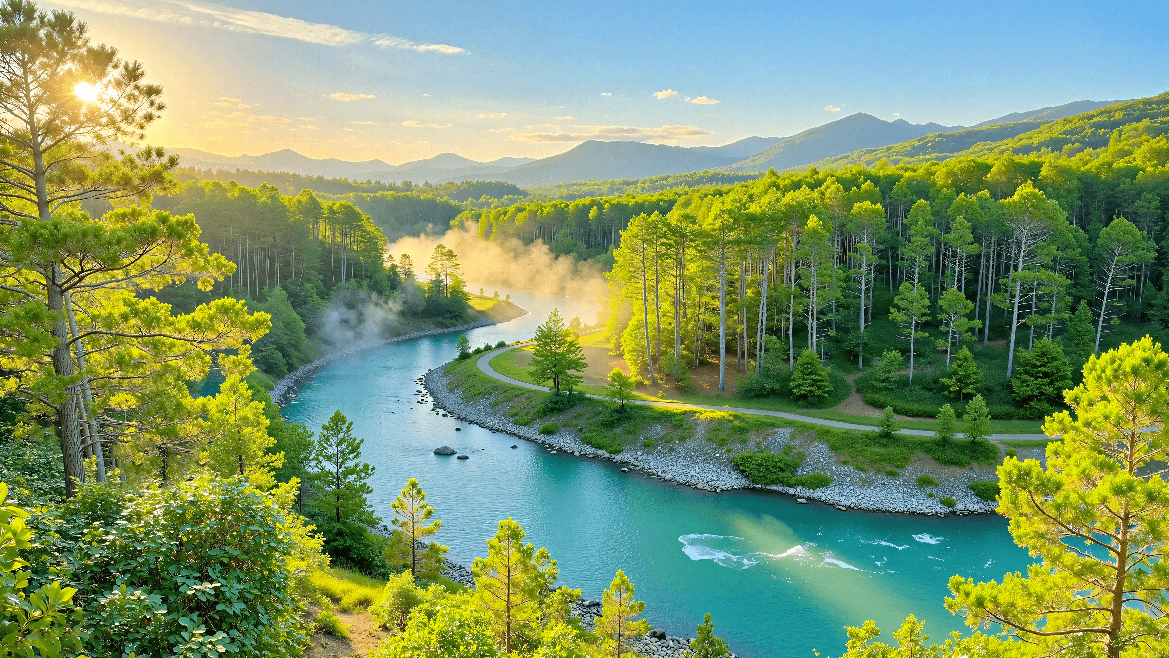 Natural landscape river wallpaper 4K