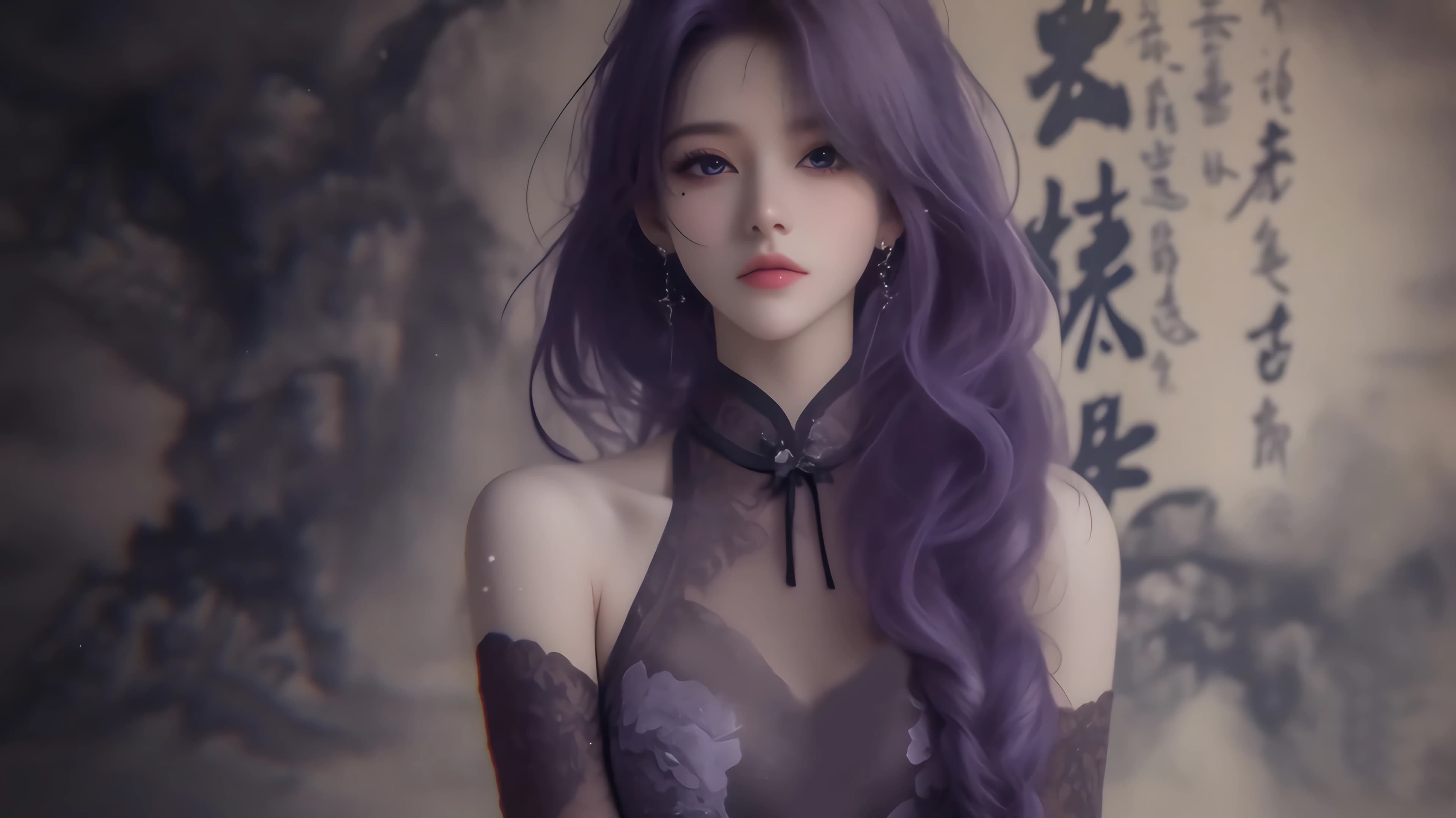 Purple anime girl gothic wallpaper