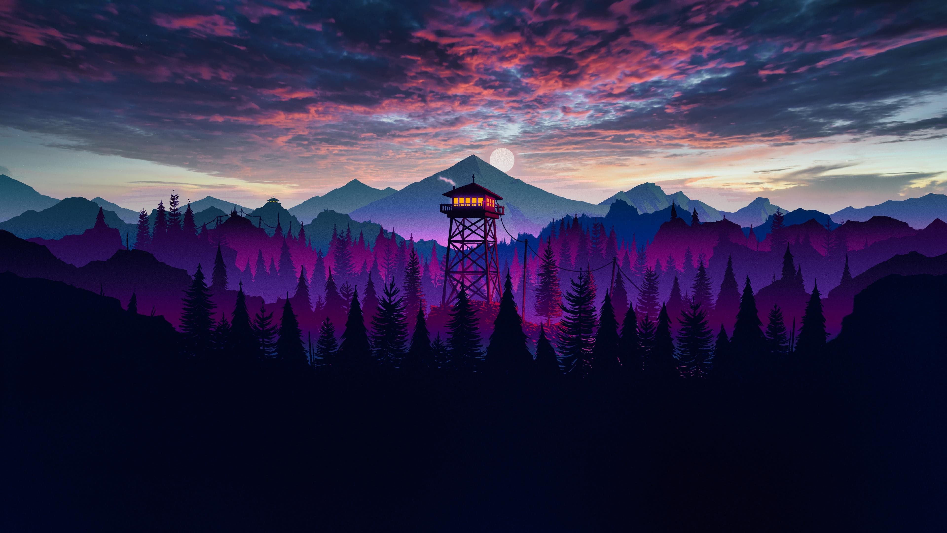 Purple forest 4K wallpaper, a blend of dream and nature