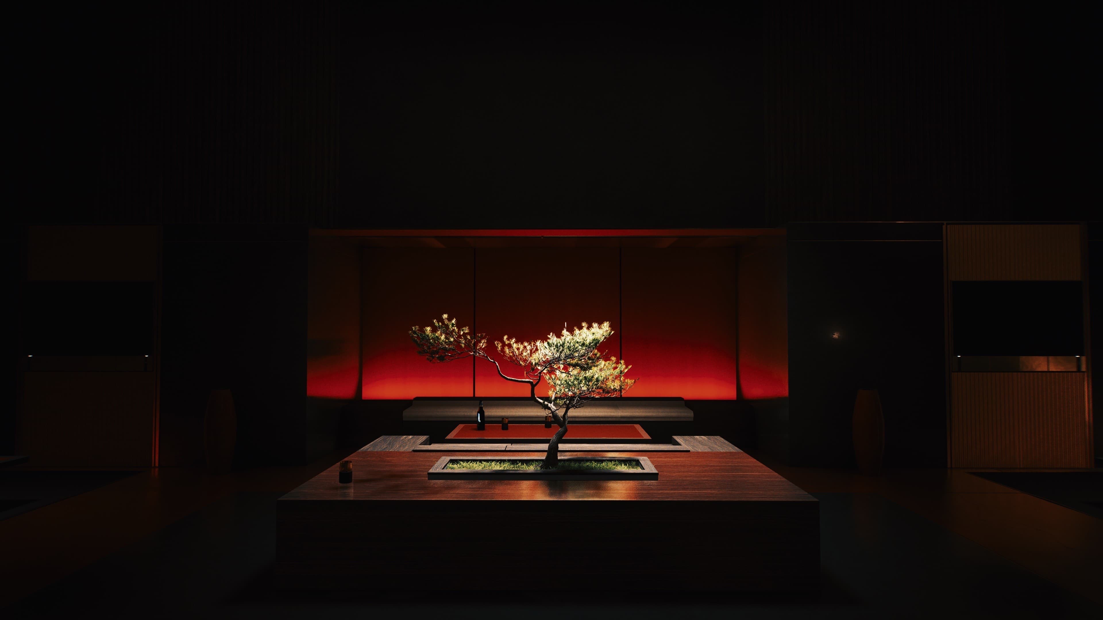 Red maple 3D wallpaper, 3840x2160 resolution