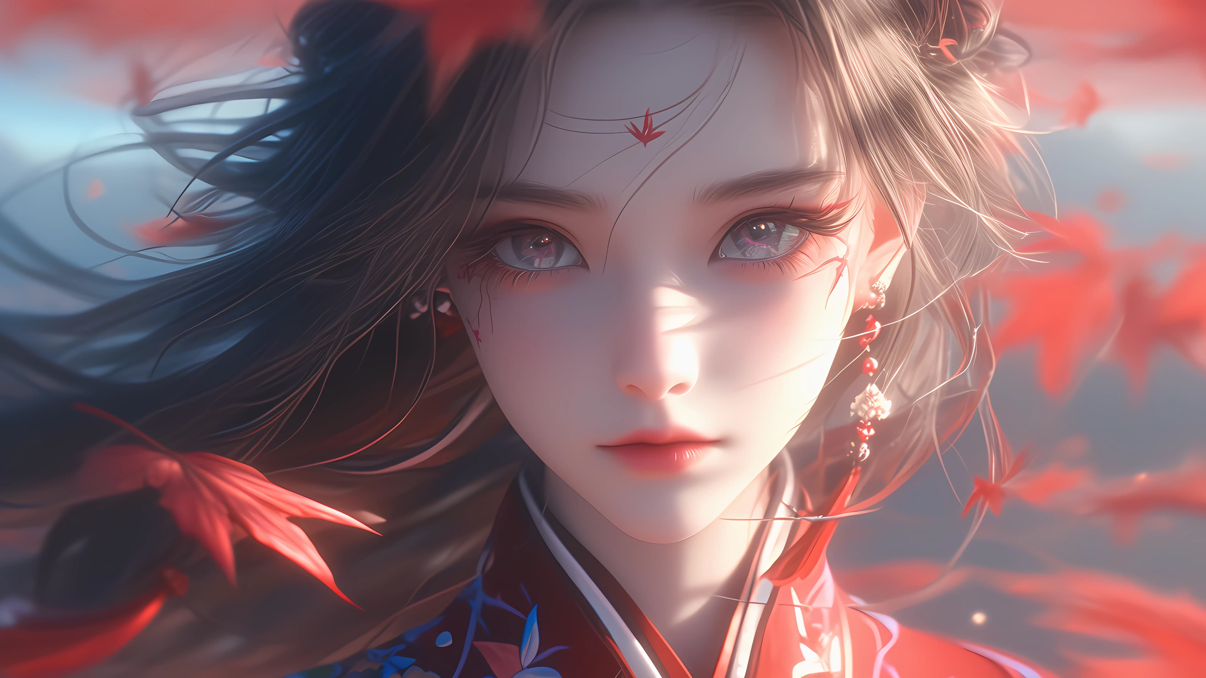 Serene anime girl 4K wallpaper