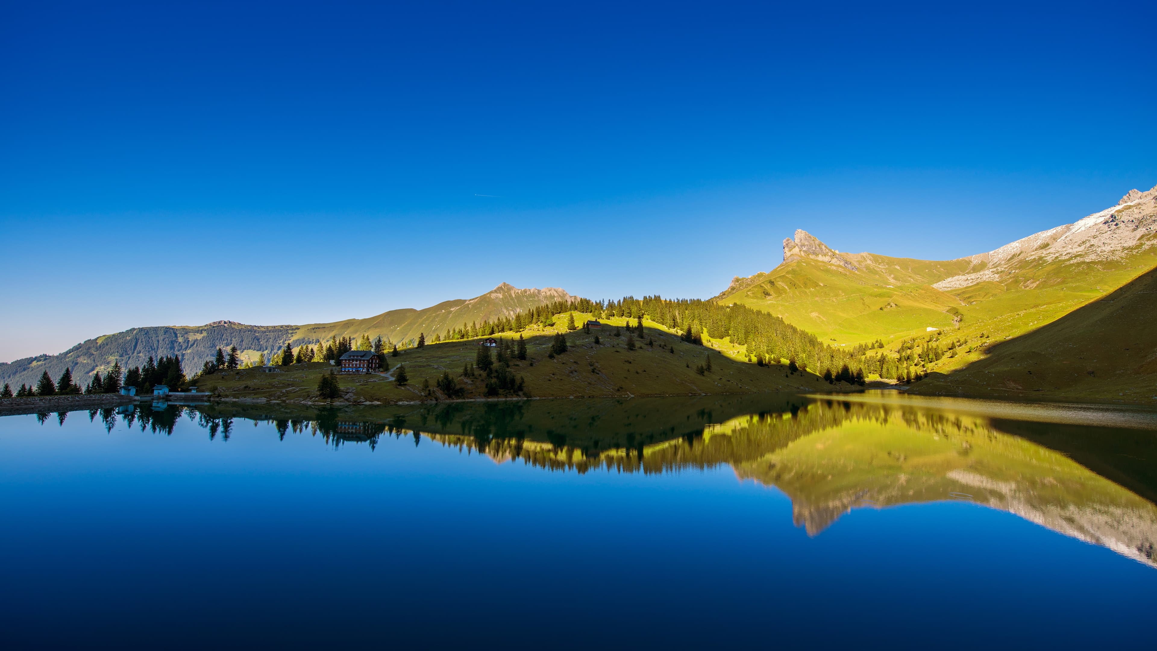 Serene lake natural landscape 4K wallpaper