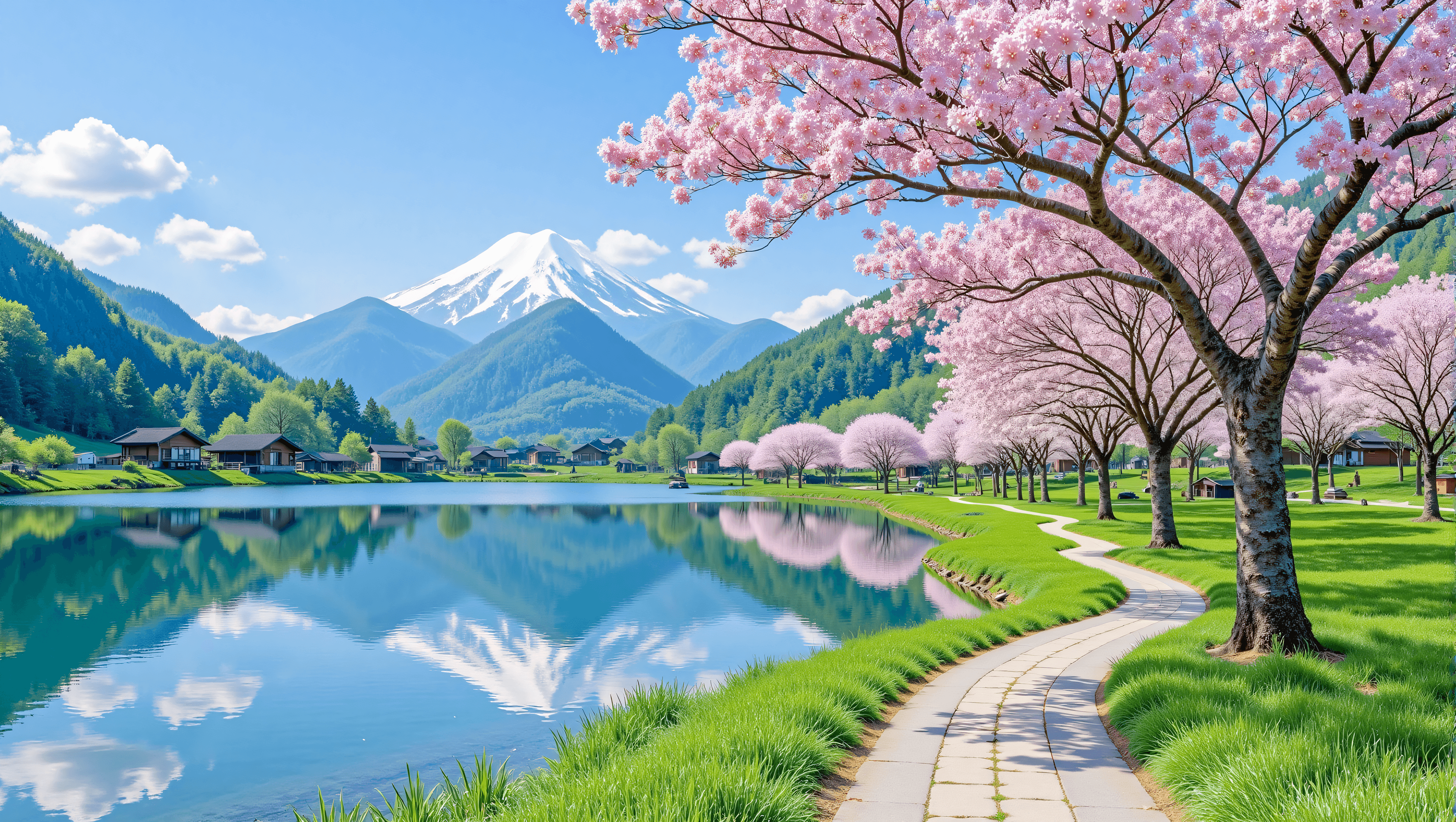 Spring scenery 4K high-res wallpaper