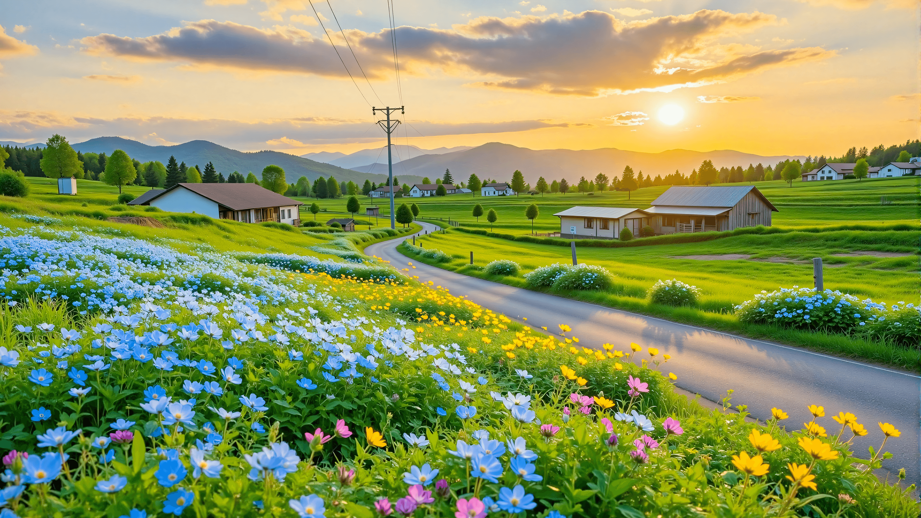 Spring prairie natural scenery wallpaper