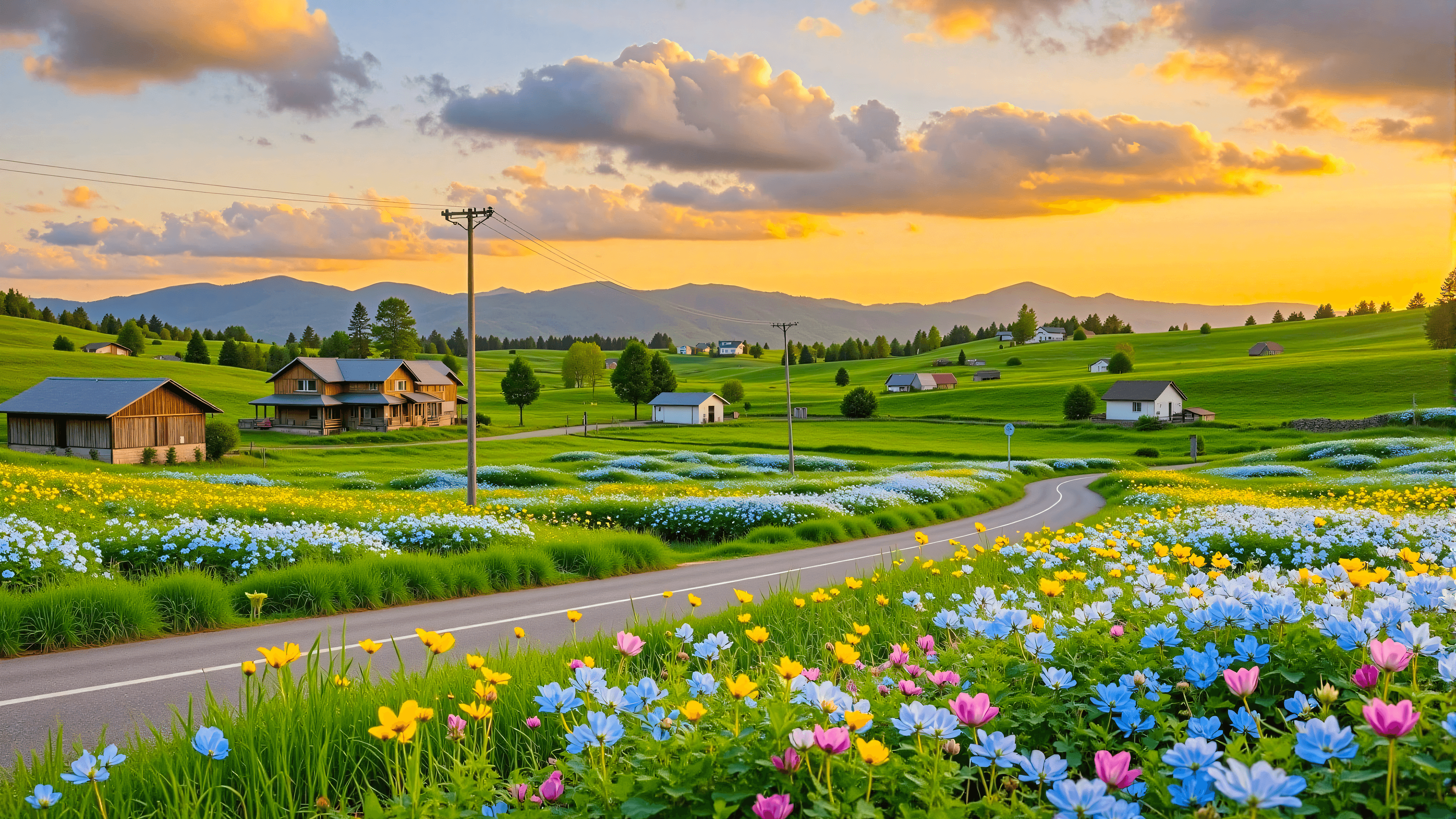 Spring prairie nature landscape wallpaper