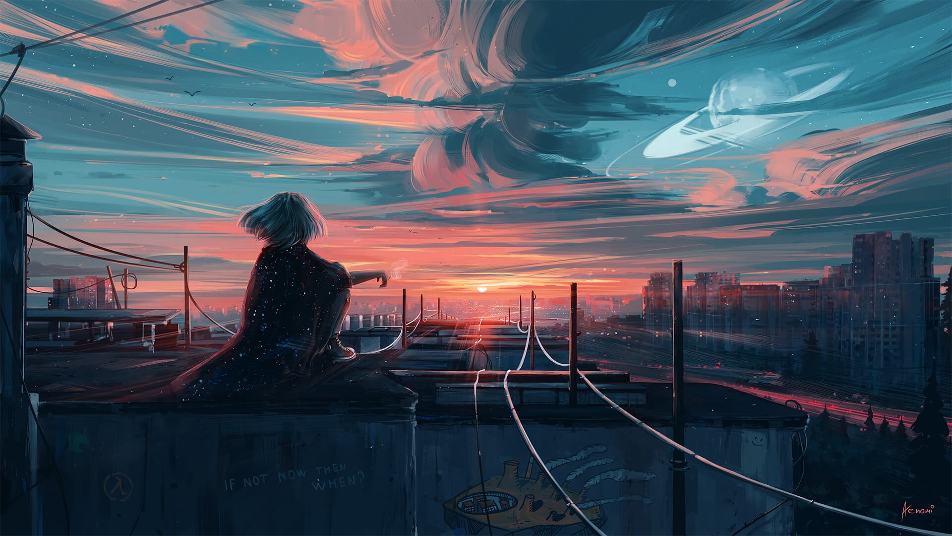 Melancholic sunset sky wallpaper, 1920x1080