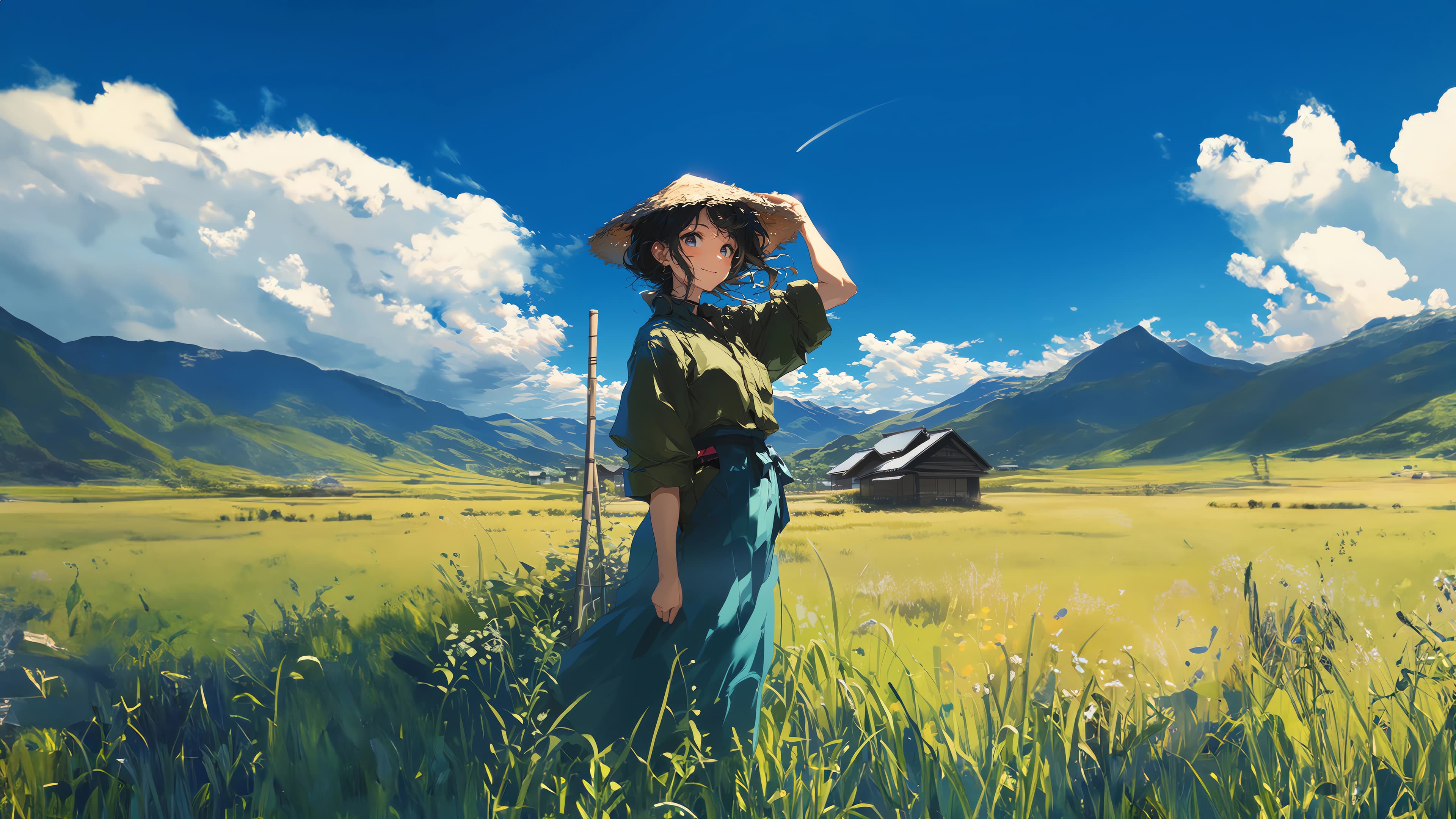 Summer grassland 4K wallpaper