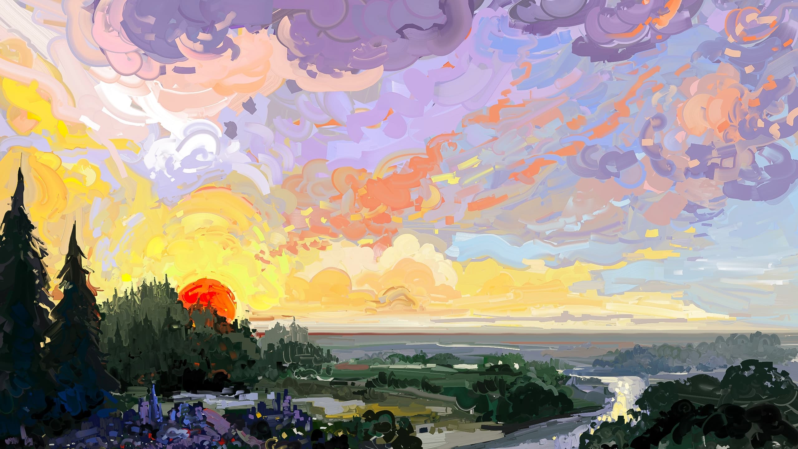 Sunrise concept art wallpaper, 2560x1440 HD