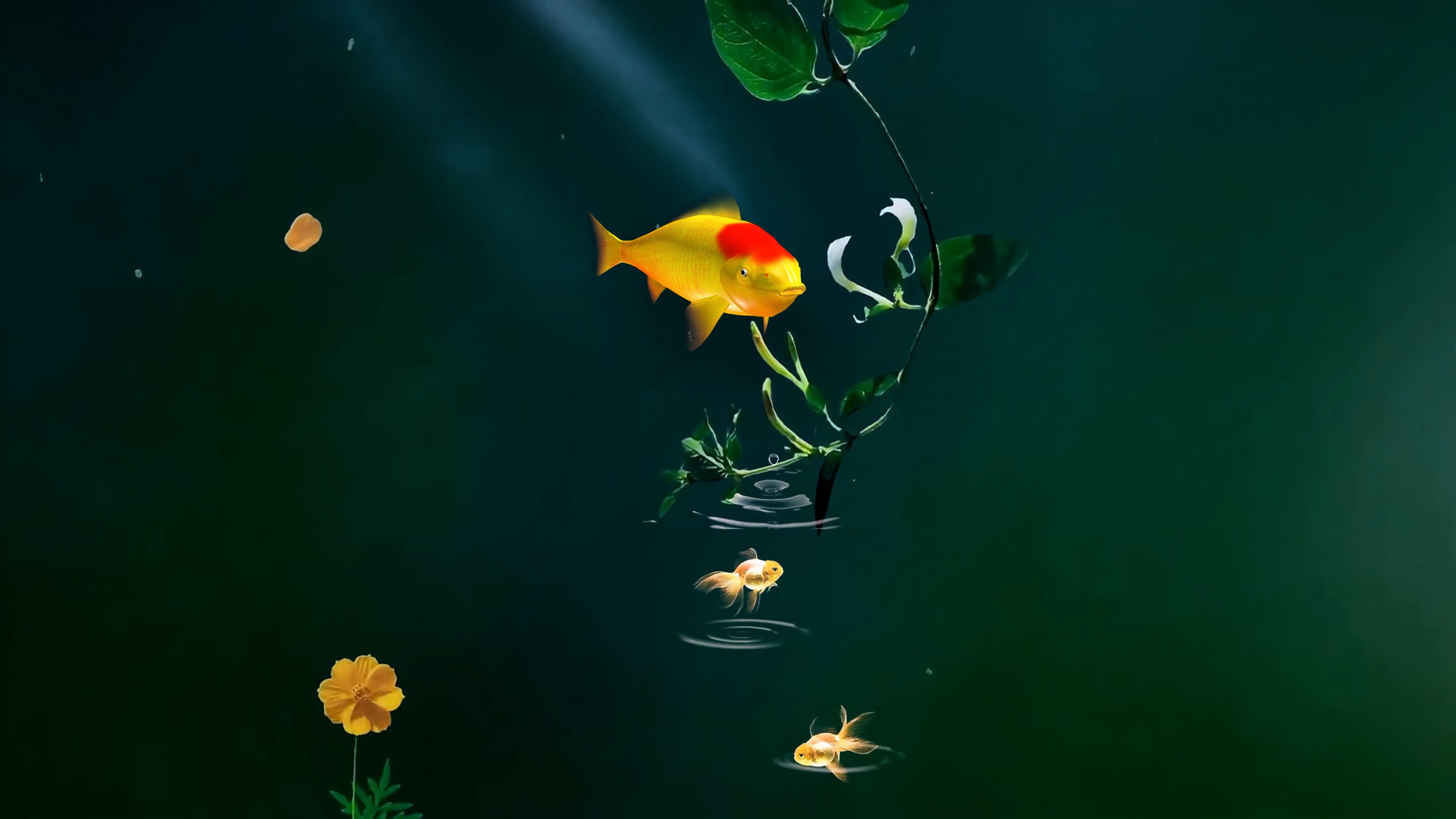 Underwater fish painting wallpaper 4K