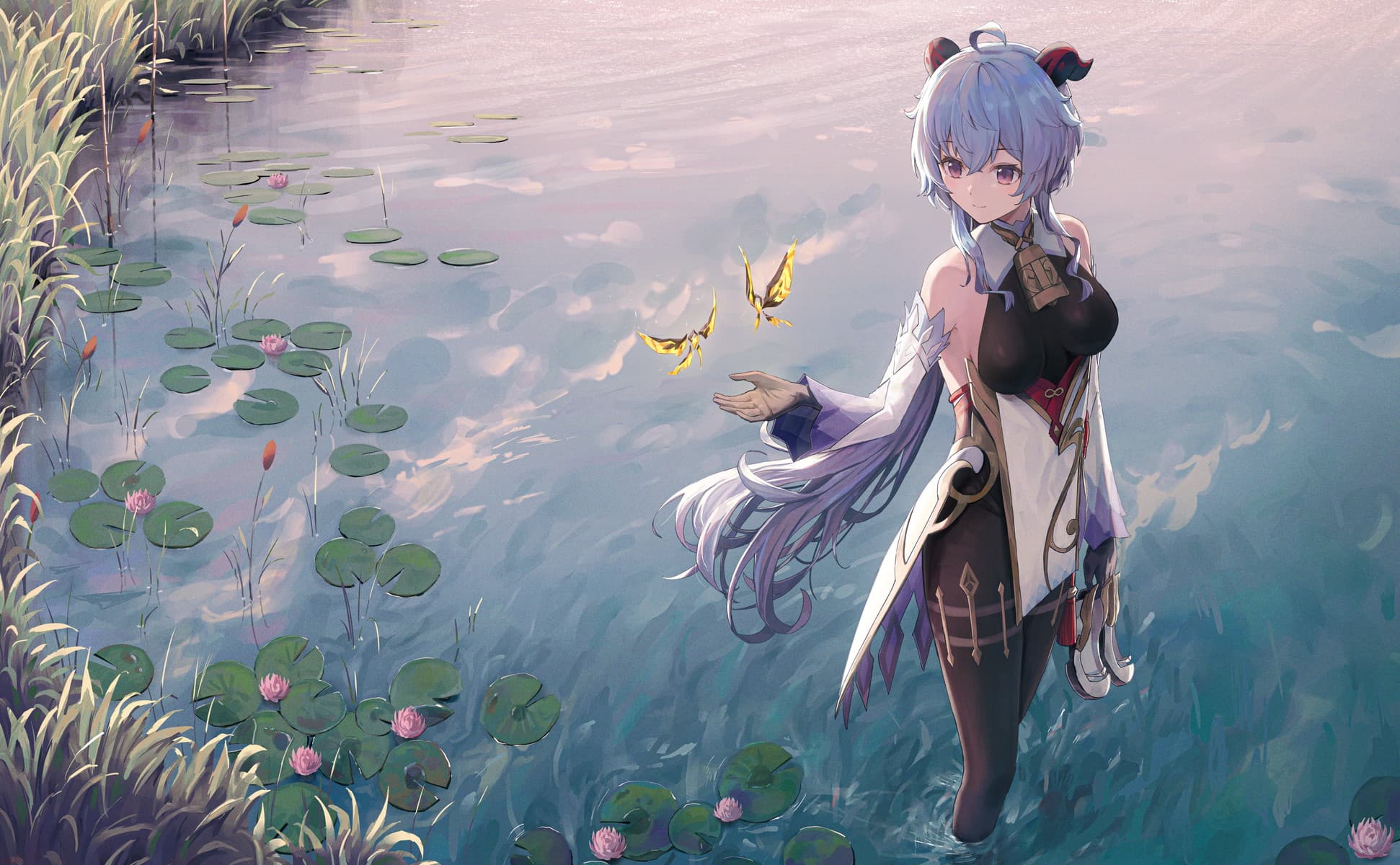 WLOP style lakeside wallpaper, 1942x1200 resolution