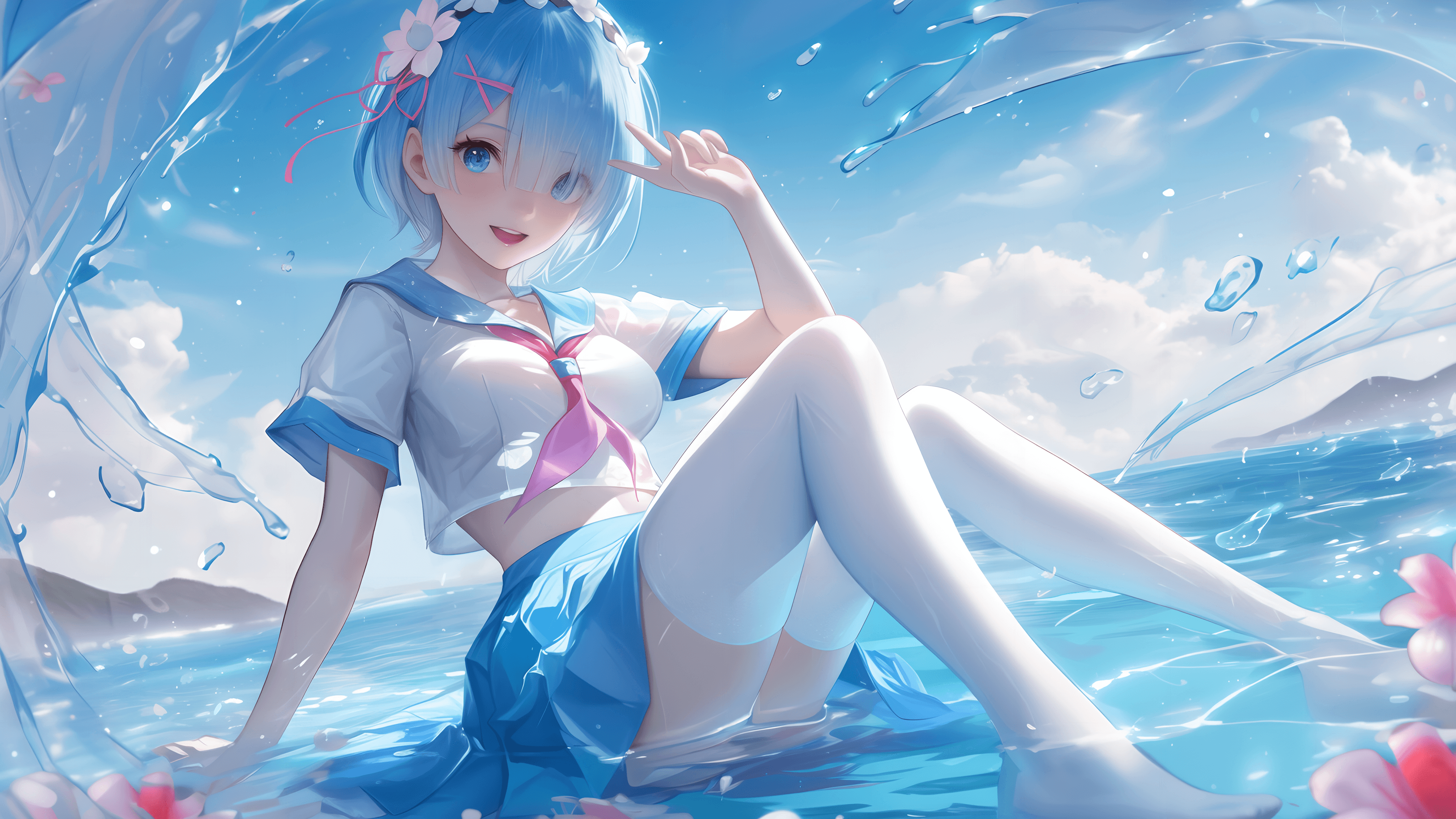 Underwater anime girl summer wallpaper