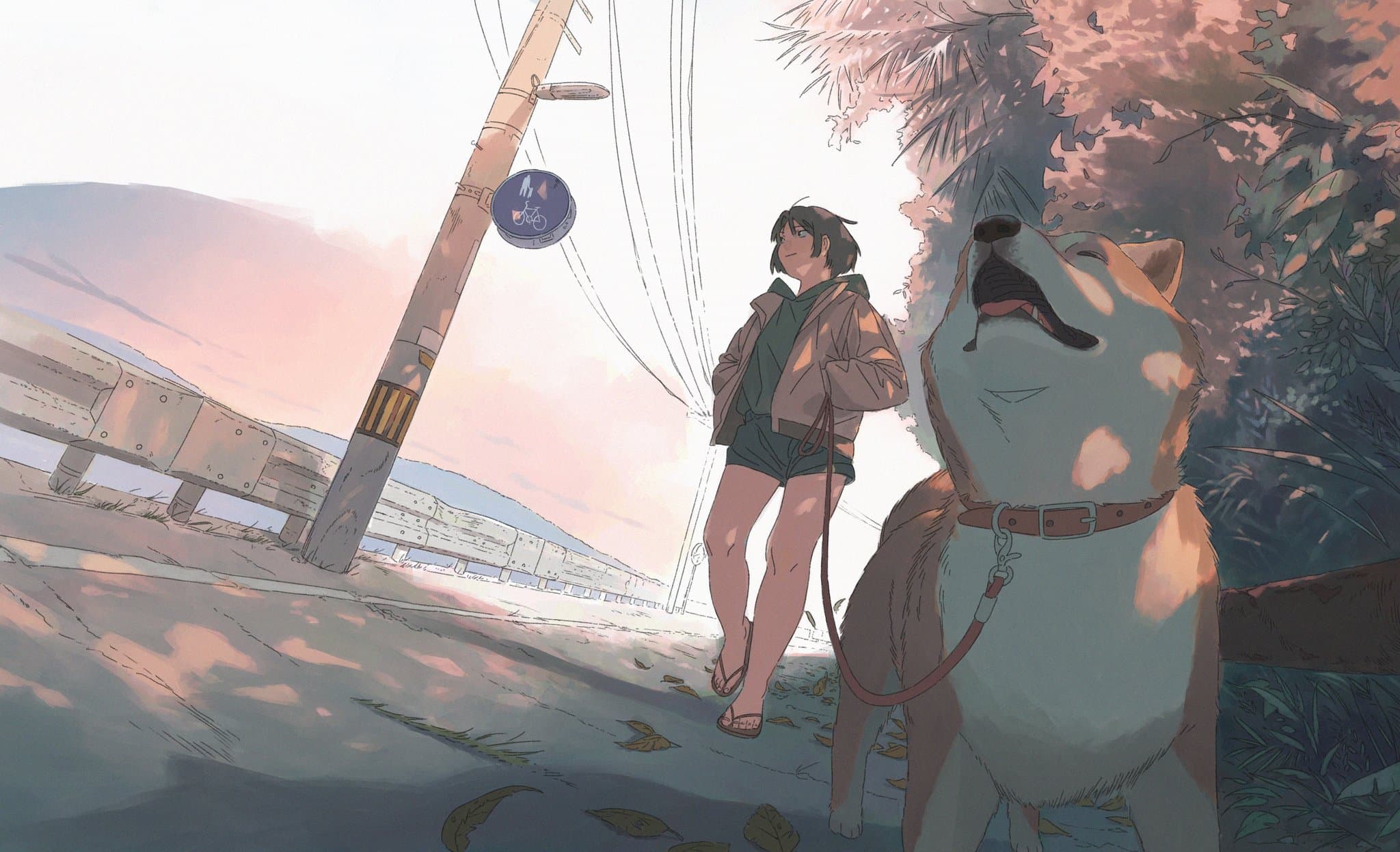 Cute dog anime wallpaper, 2048x1247