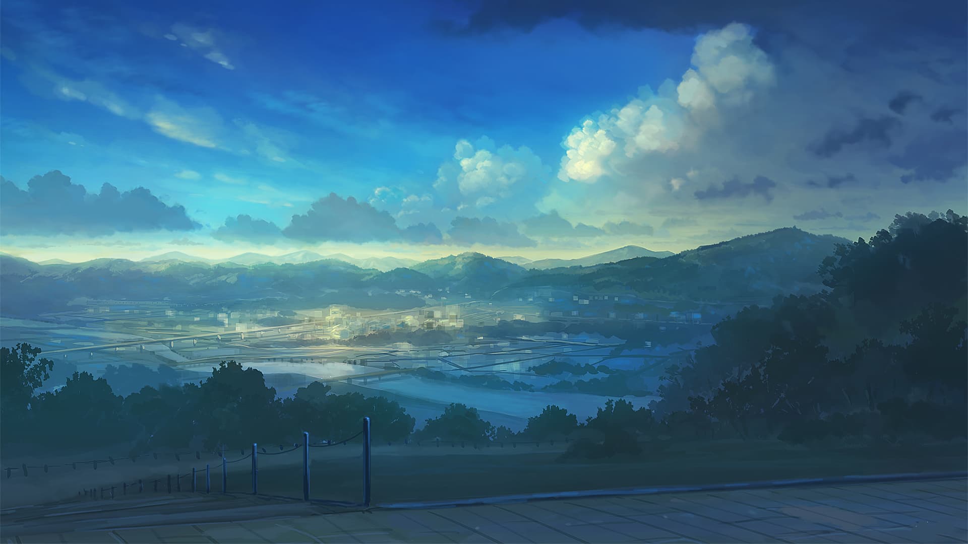 Dusk city skyline HD wallpaper